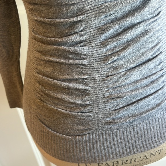 Cache grey ruched long sleeve ribbed turtleneck size XS - Picture 3 of 6